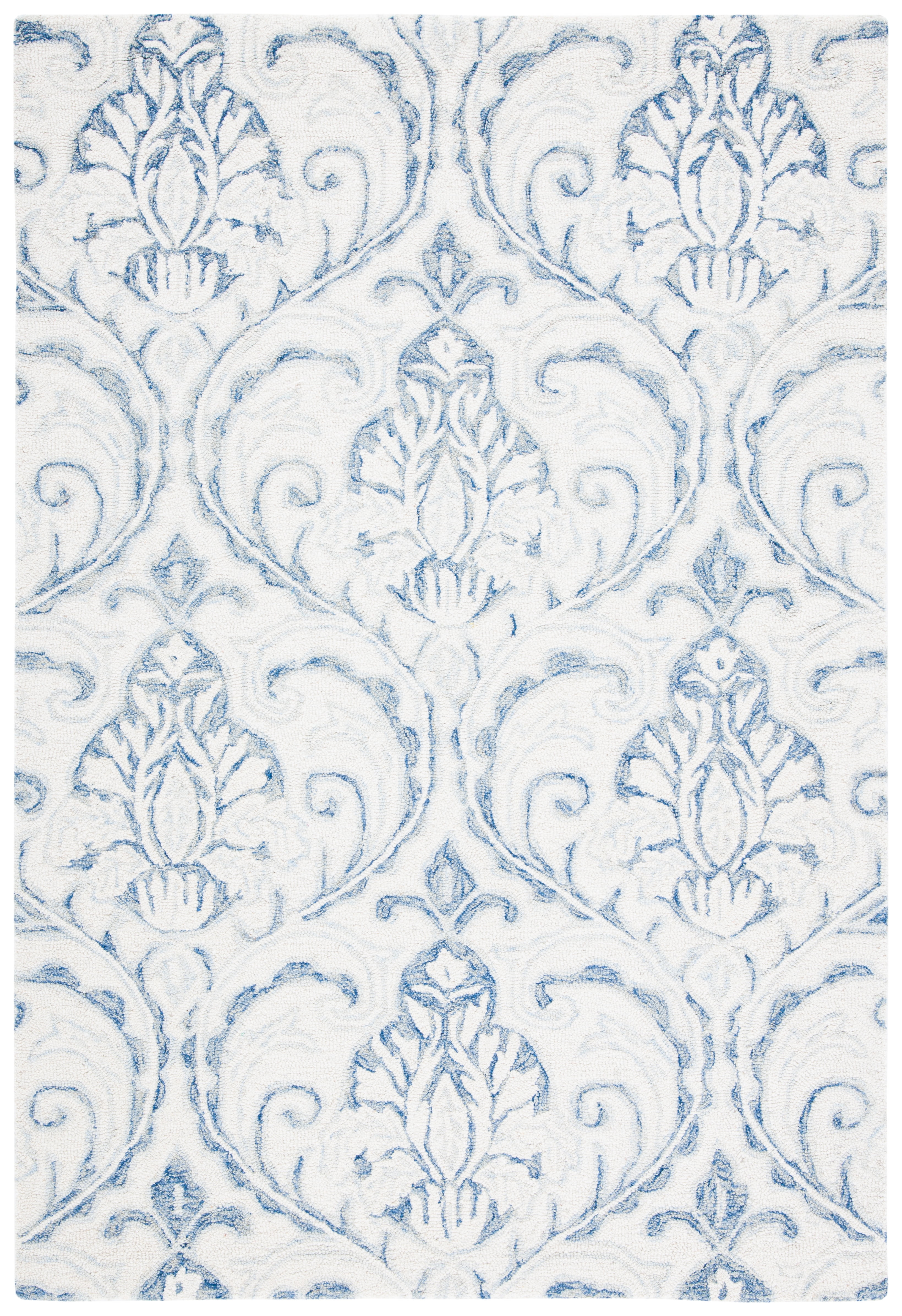 SAFAVIEH Micro-Loop Cornelius Floral Area Rug, Ivory/Blue, 2'6" x 4'