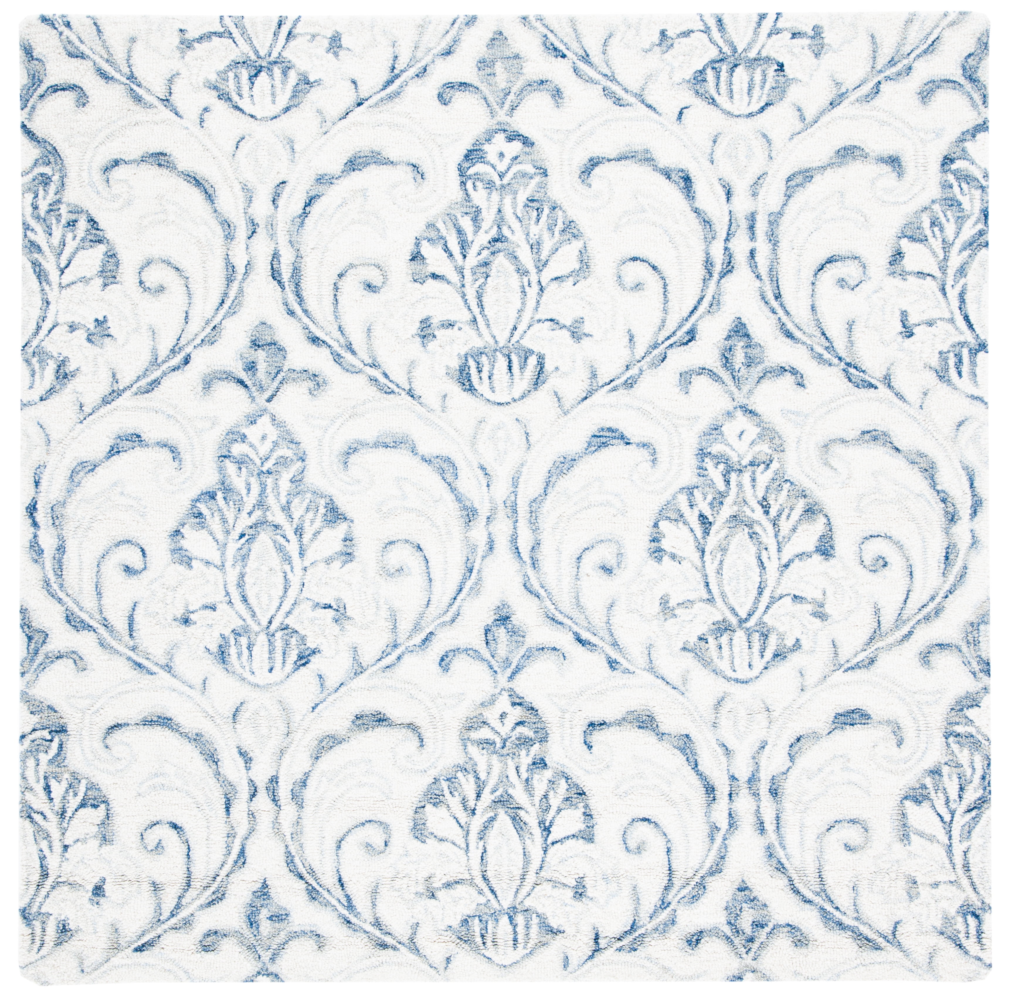 Elegant Ivory Wool 5' Square Tufted Accent Rug