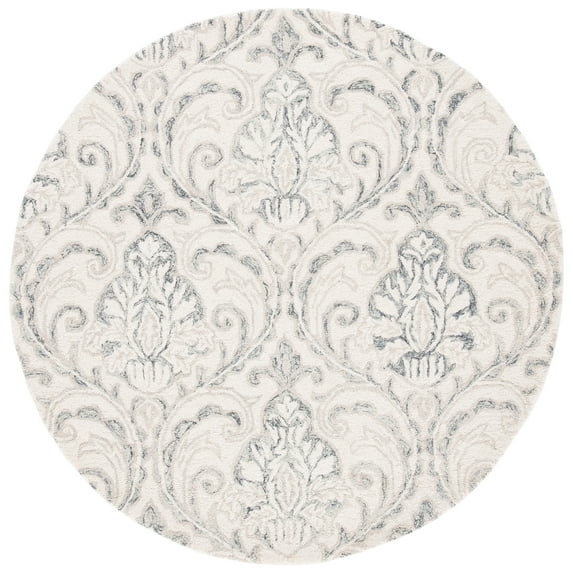 SAFAVIEH Micro-Loop Cornelius Floral Area Rug, Ivory/Grey, 7' x 7' Round