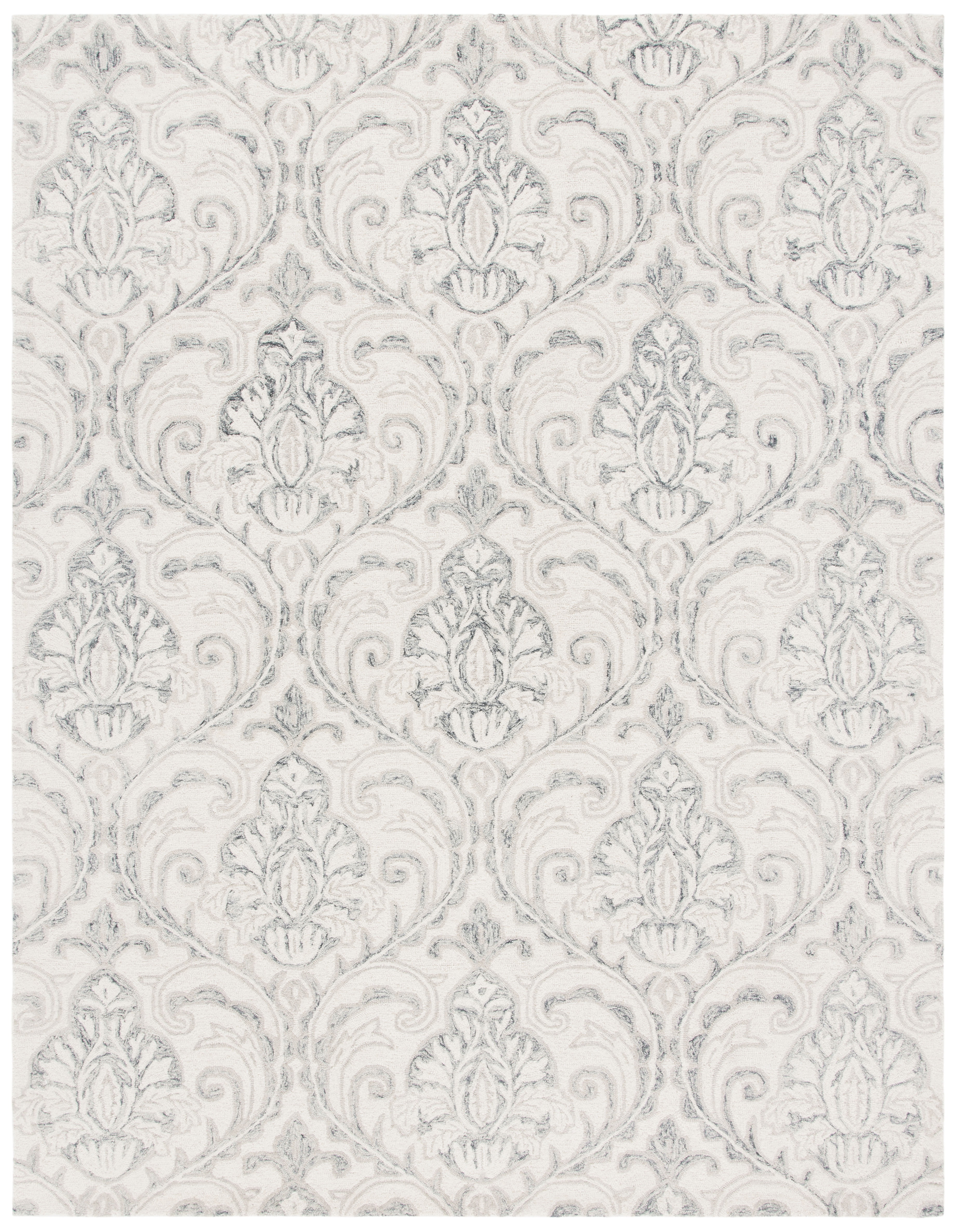 SAFAVIEH Micro-Loop Cornelius Floral Area Rug, Ivory/Grey, 8' x 10'