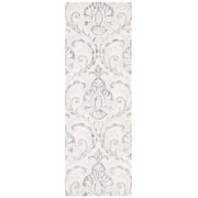 SAFAVIEH Micro-Loop Cornelius Floral Runner Rug, Ivory/Grey, 2'3" x 13'
