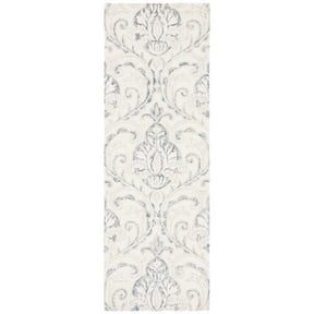 SAFAVIEH Micro-Loop Cornelius Floral Runner Rug, Ivory/Grey, 2'3" x 13'