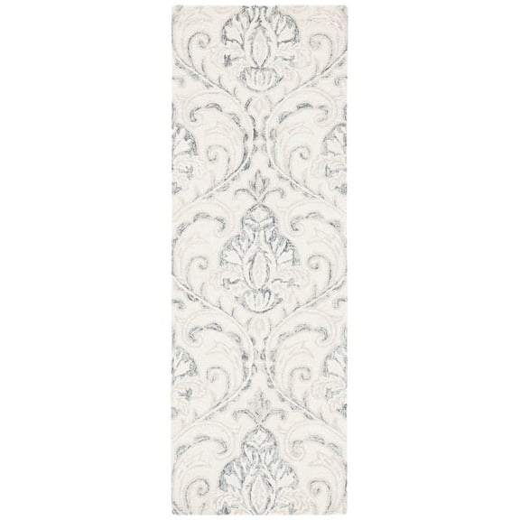 SAFAVIEH Micro-Loop Cornelius Floral Runner Rug, Ivory/Grey, 2'3" x 5'