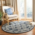 thumbnail image 1 of SAFAVIEH Micro-Loop Crispin Geometric Chevron Wool Area Rug, Navy/Ivory, 5' x 5' Round, 1 of 6