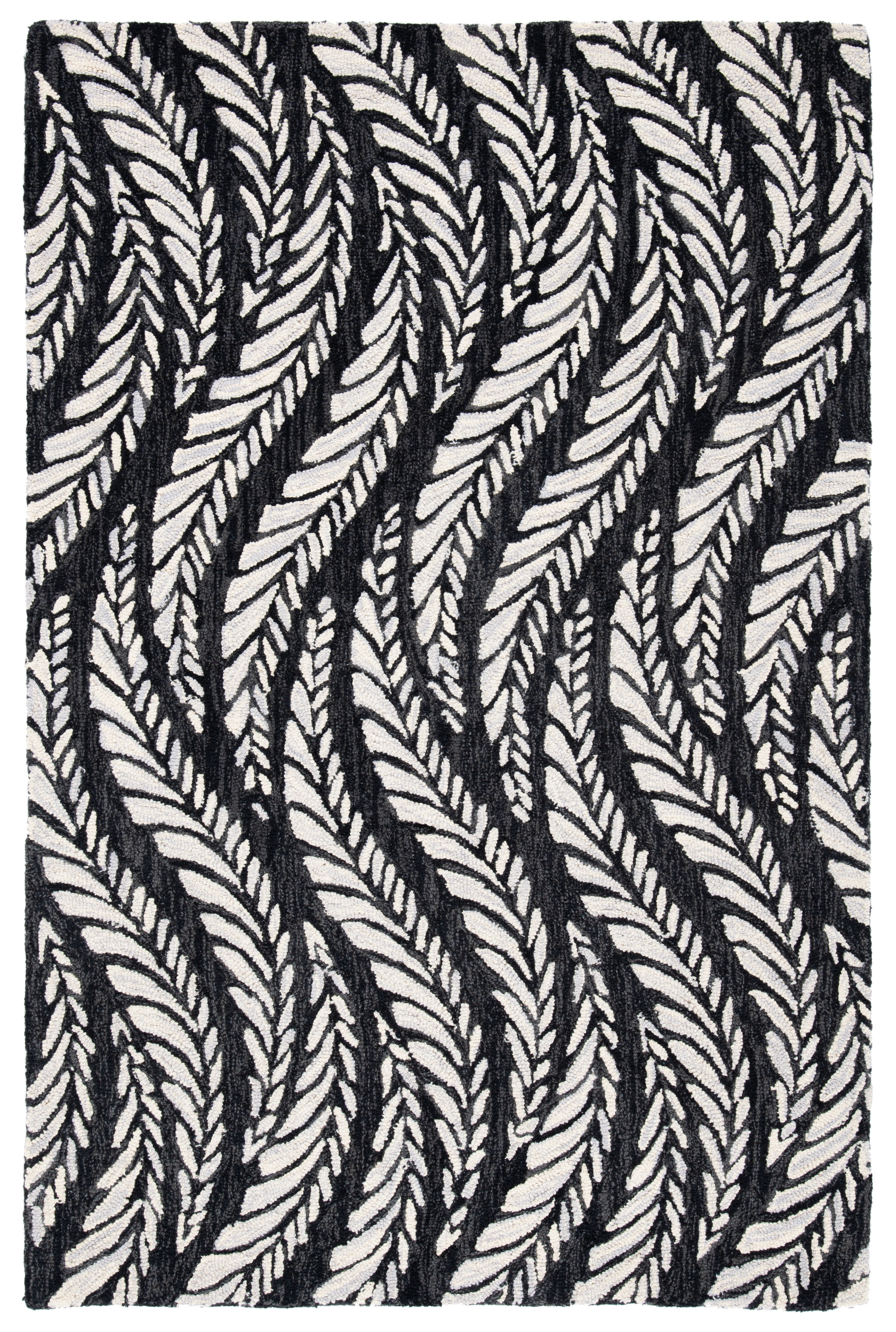 Handmade Charcoal and Ivory Wool Tufted 4' x 6' Area Rug