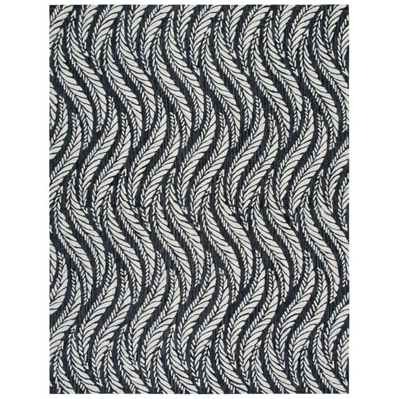 SAFAVIEH Micro-Loop Daffodil Leaves Area Rug, Charcoal/Ivory, 8' x 10'