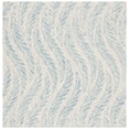thumbnail image 1 of SAFAVIEH Micro-Loop Daffodil Leaves Area Rug, Ivory/Blue, 5' x 5' Square, 1 of 10