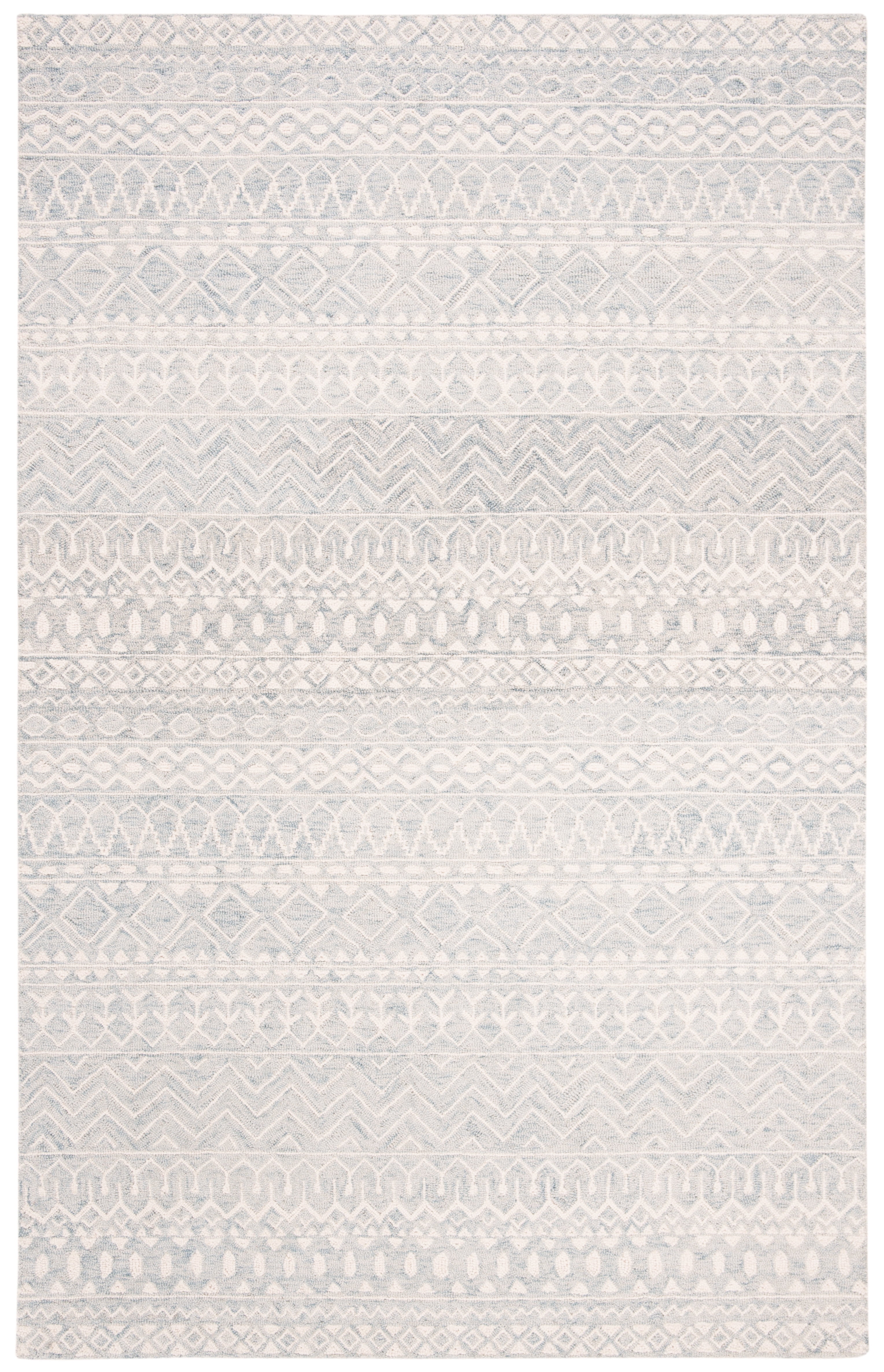 SAFAVIEH Micro-Loop Daithi Geometric Area Rug, Aqua/Ivory, 2'6" x 4'