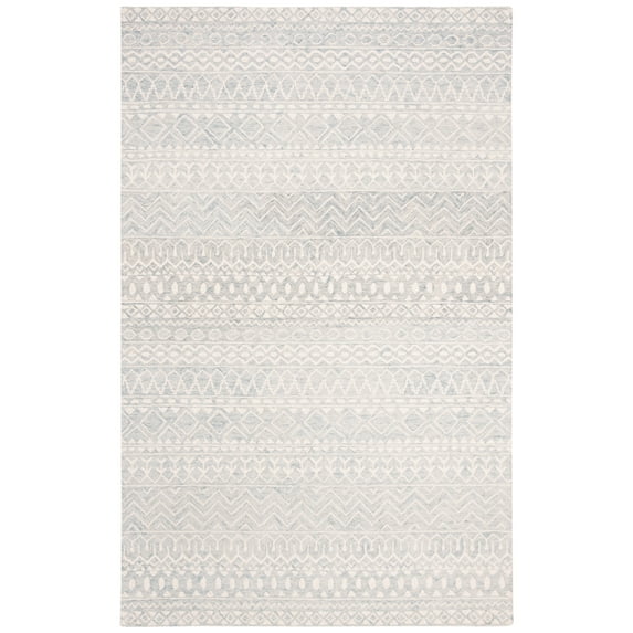 SAFAVIEH Micro-Loop Daithi Geometric Area Rug, Aqua/Ivory, 2'6" x 4'