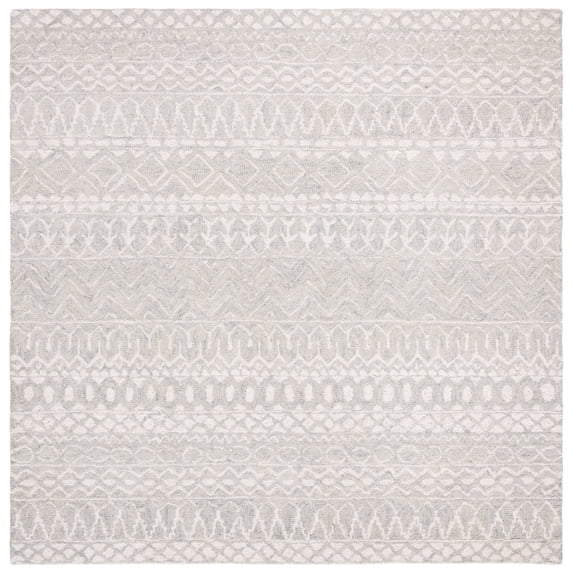 SAFAVIEH Micro-Loop Daithi Geometric Area Rug, Aqua/Ivory, 7' x 7' Square