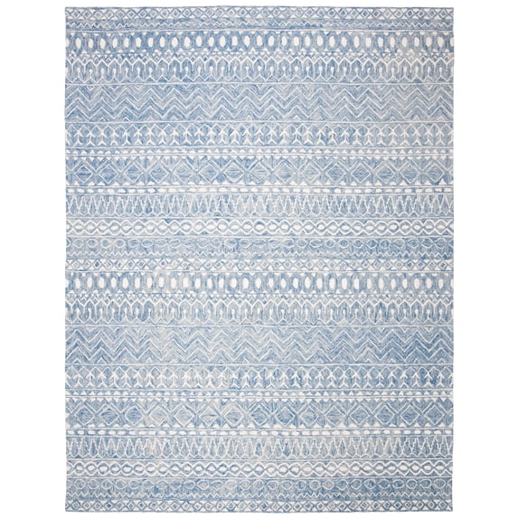 SAFAVIEH Micro-Loop Daithi Geometric Area Rug, Blue/Ivory, 10' x 14'