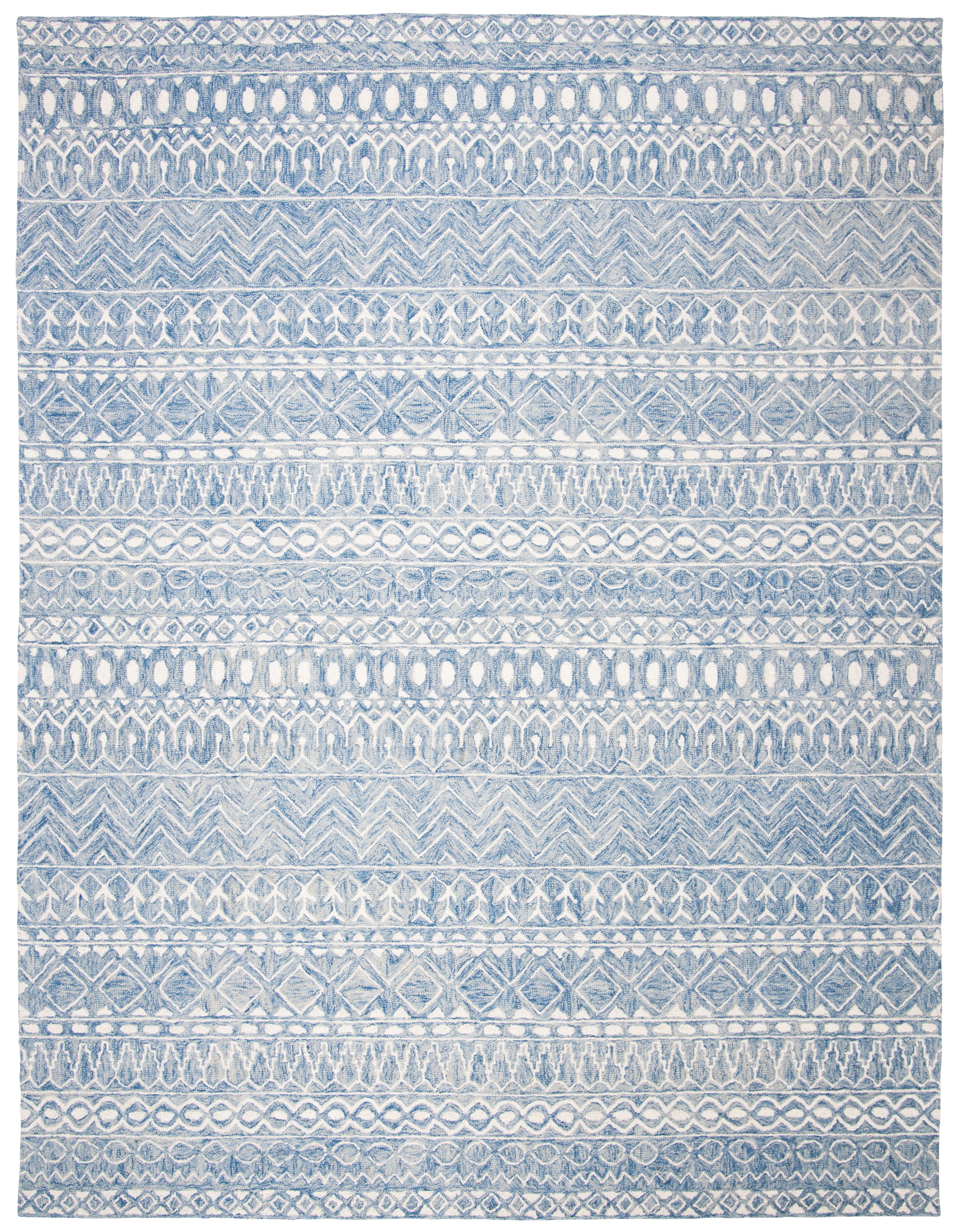 SAFAVIEH Micro-Loop Daithi Geometric Area Rug, Blue/Ivory, 11' x 15'
