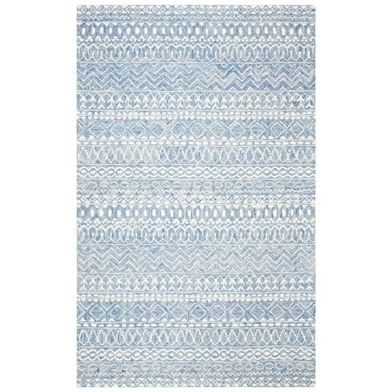 SAFAVIEH Micro-Loop Daithi Geometric Area Rug, Blue/Ivory, 6' x 9'