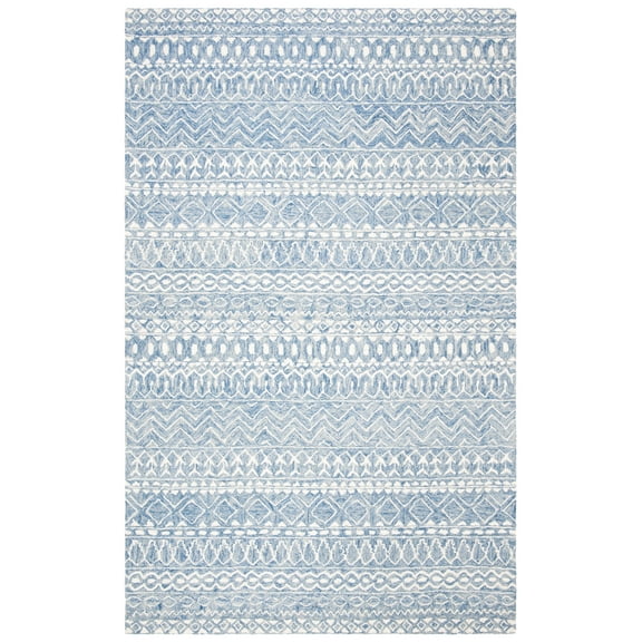 SAFAVIEH Micro-Loop Daithi Geometric Area Rug, Blue/Ivory, 6' x 9'