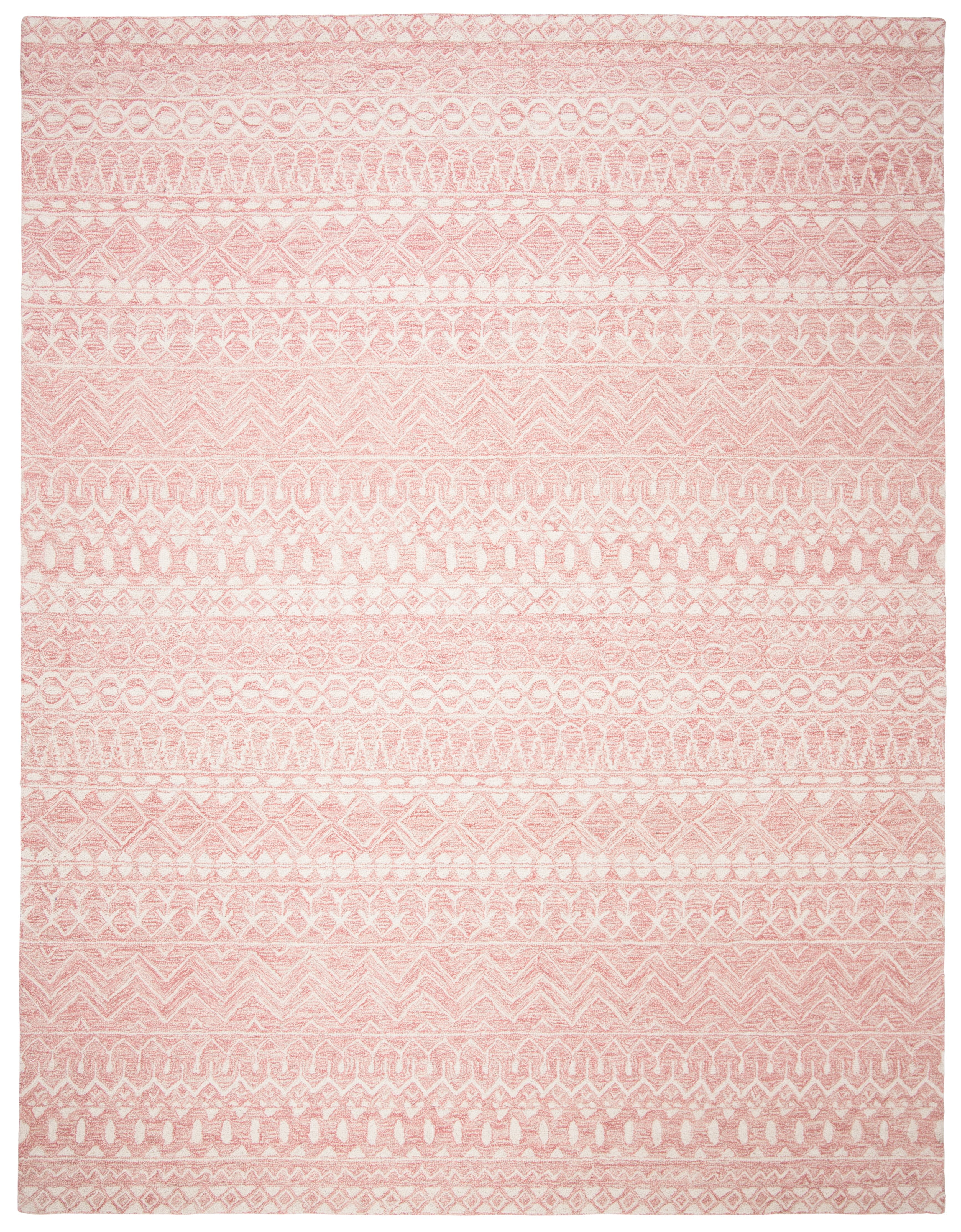 SAFAVIEH Micro-Loop Daithi Geometric Area Rug, Pink/Ivory, 11' x 15'