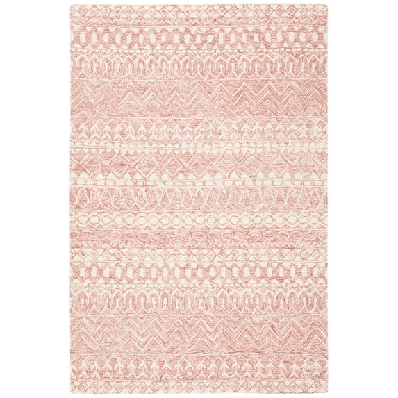 SAFAVIEH Micro-Loop Daithi Geometric Area Rug, Pink/Ivory, 3' x 5'