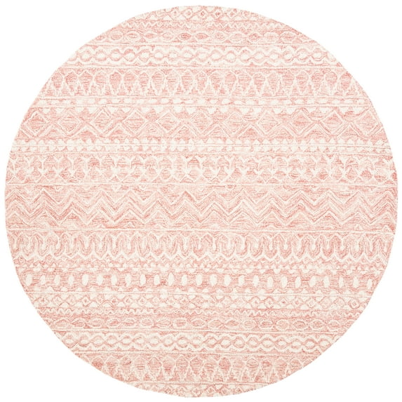 SAFAVIEH Micro-Loop Daithi Geometric Area Rug, Pink/Ivory, 7' x 7' Round