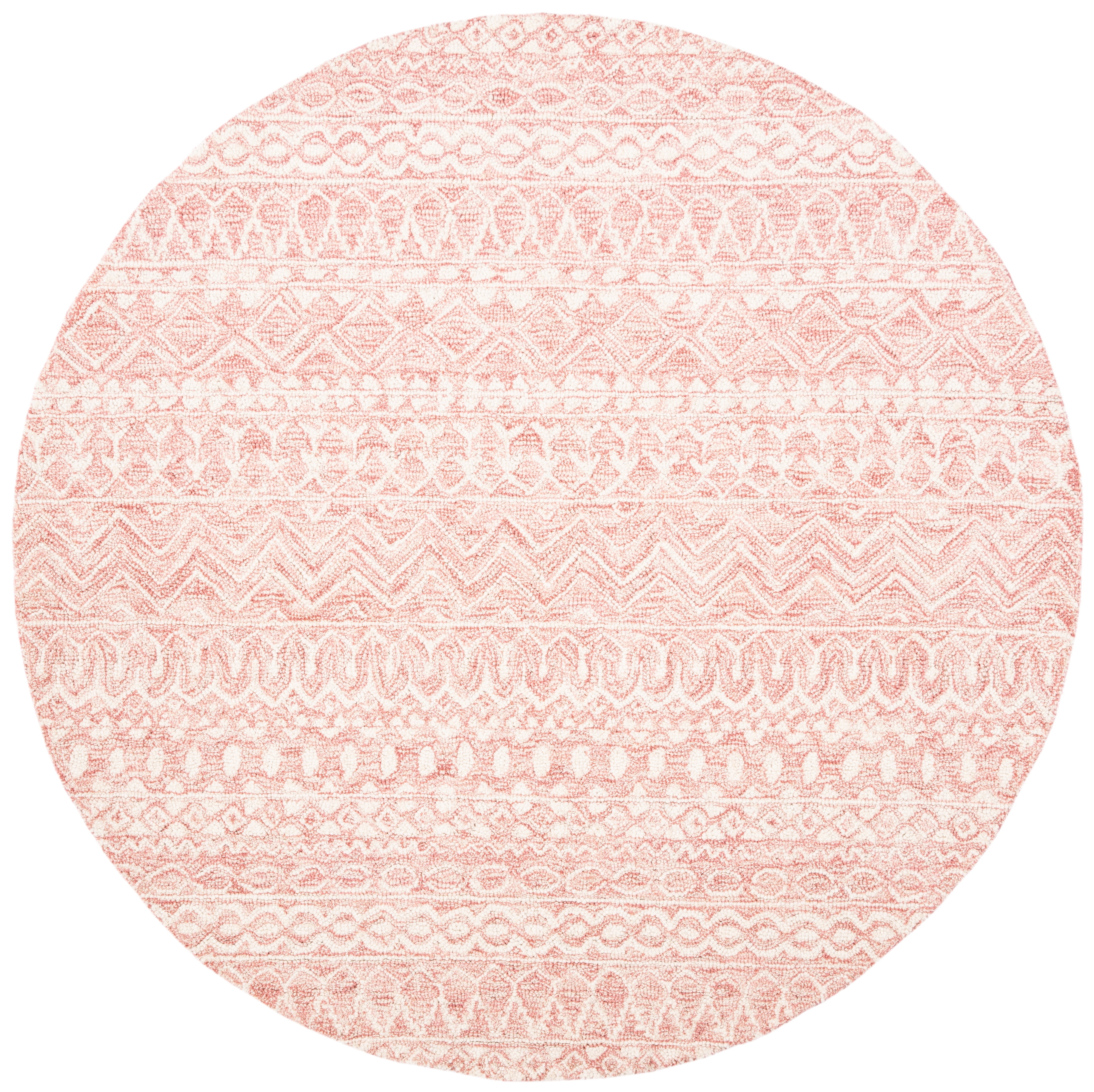 Round Loop Rug SAFAVIEH Micro-Loop Daithi Geometric Area Rug, Pink/Ivory, 9' x 9 ...