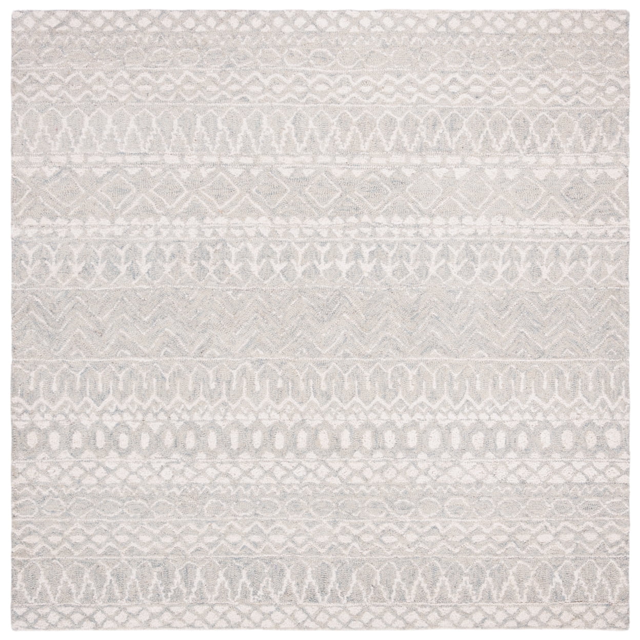SAFAVIEH Micro-Loop Daithi Geometric Aztec Wool Area Rug, Aqua/Ivory, 5' x 5' Square