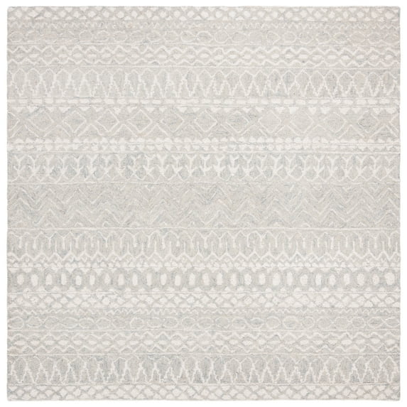 SAFAVIEH Micro-Loop Daithi Geometric Aztec Wool Area Rug, Aqua/Ivory, 5' x 5' Square