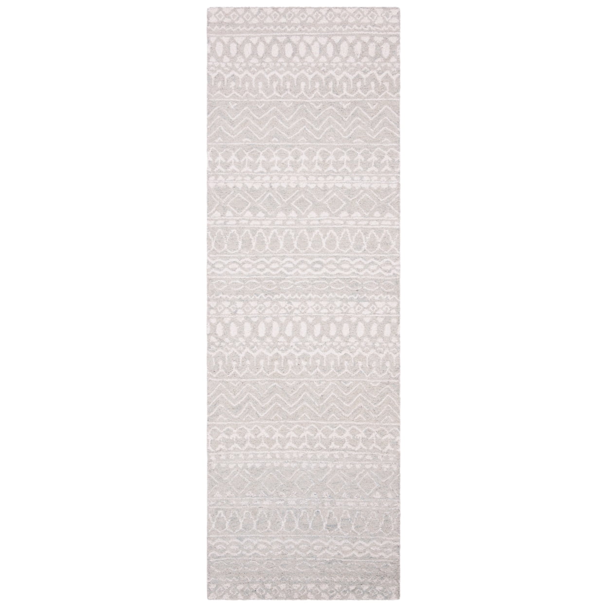 SAFAVIEH Micro-Loop Daithi Geometric Aztec Wool Runner Rug, Aqua/Ivory, 2'3" x 7'