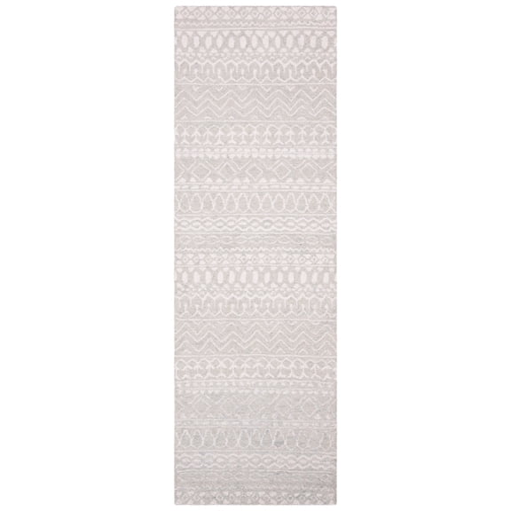 SAFAVIEH Micro-Loop Daithi Geometric Aztec Wool Runner Rug, Aqua/Ivory, 2'3" x 7'