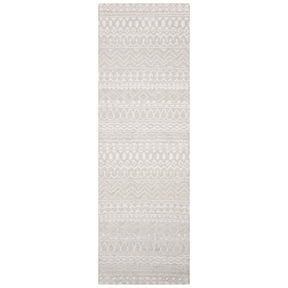 SAFAVIEH Micro-Loop Daithi Geometric Aztec Wool Runner Rug, Aqua/Ivory, 2'3" x 7'
