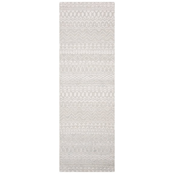 SAFAVIEH Micro-Loop Daithi Geometric Runner Rug, Aqua/Ivory, 2'3" x 5'