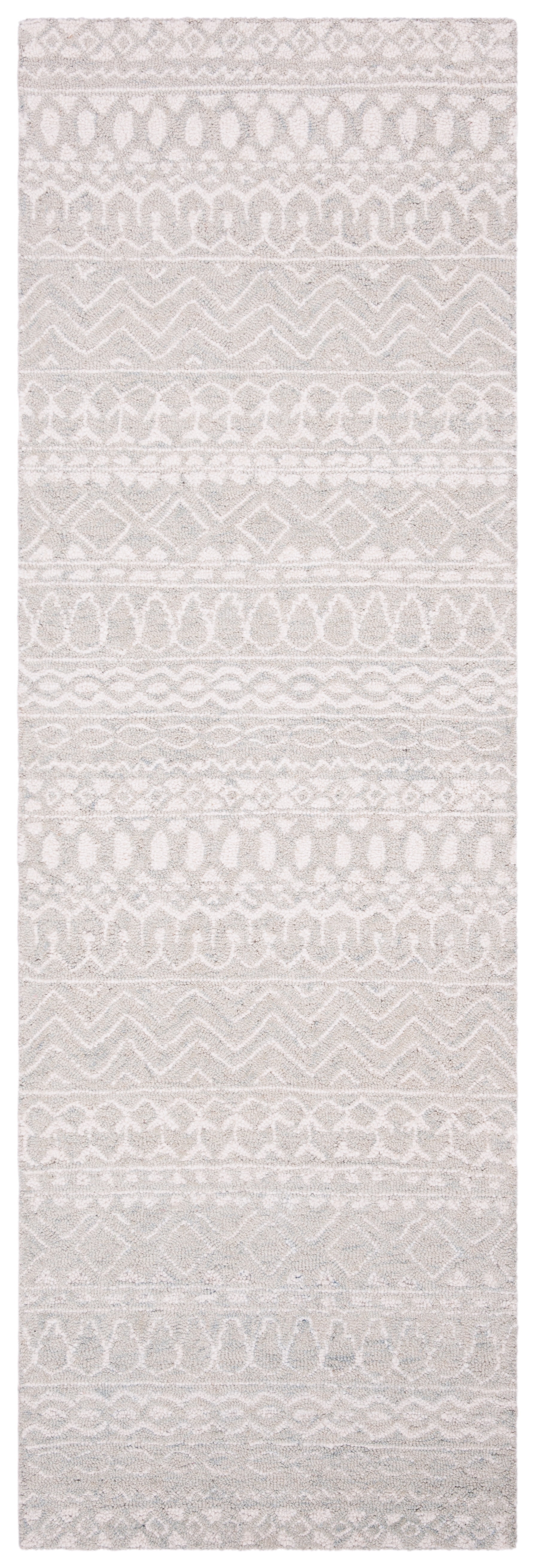 SAFAVIEH Micro-Loop Daithi Geometric Runner Rug, Aqua/Ivory, 2'3" x 8'