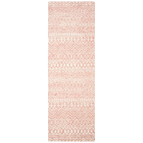 SAFAVIEH Micro-Loop Daithi Geometric Runner Rug, Pink/Ivory, 2'3" x 5'