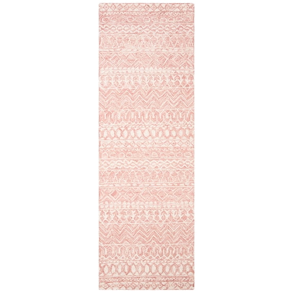 SAFAVIEH Micro-Loop Daithi Geometric Runner Rug, Pink/Ivory, 2'3" x 8'