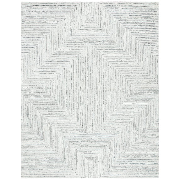 SAFAVIEH Micro-Loop Darden Geometric Area Rug, Light Grey/Ivory, 10' x 14'