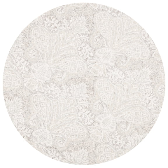 SAFAVIEH Micro-Loop Deziree Floral Area Rug, Beige, 5' x 5' Round