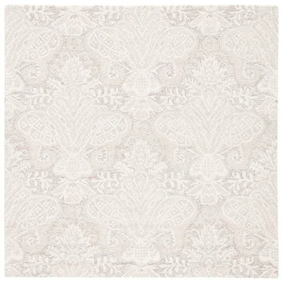 SAFAVIEH Micro-Loop Deziree Floral Area Rug, Beige, 5' x 5' Square