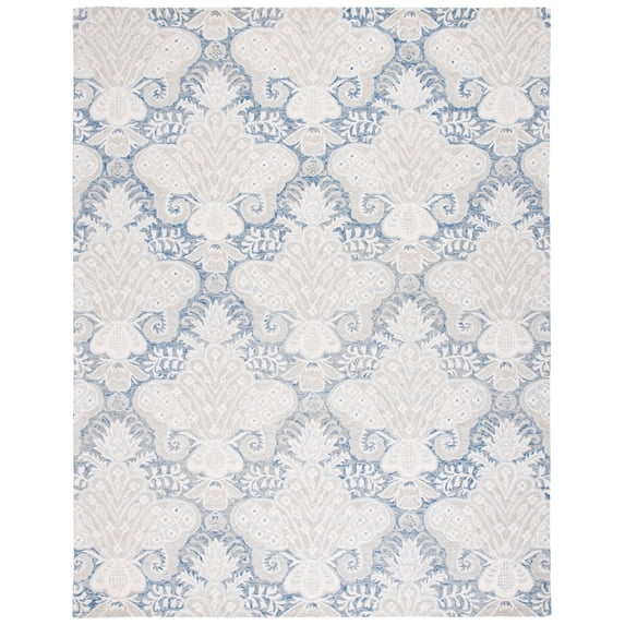 SAFAVIEH Micro-Loop Deziree Floral Area Rug, Blue/Ivory, 10' x 14'