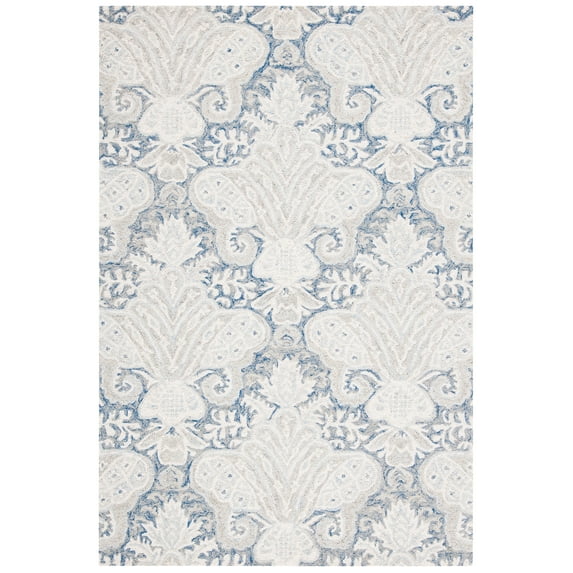 SAFAVIEH Micro-Loop Deziree Floral Area Rug, Blue/Ivory, 2' x 3'