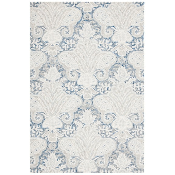 SAFAVIEH Micro-Loop Deziree Floral Area Rug, Blue/Ivory, 2' x 3'