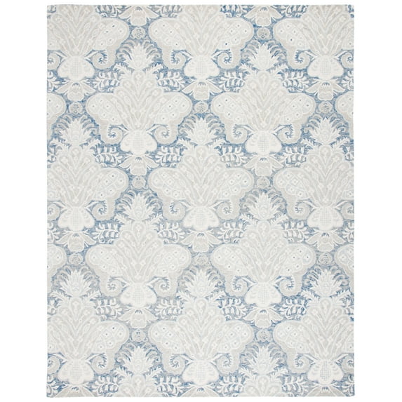 SAFAVIEH Micro-Loop Deziree Floral Area Rug, Blue/Ivory, 8' x 10'
