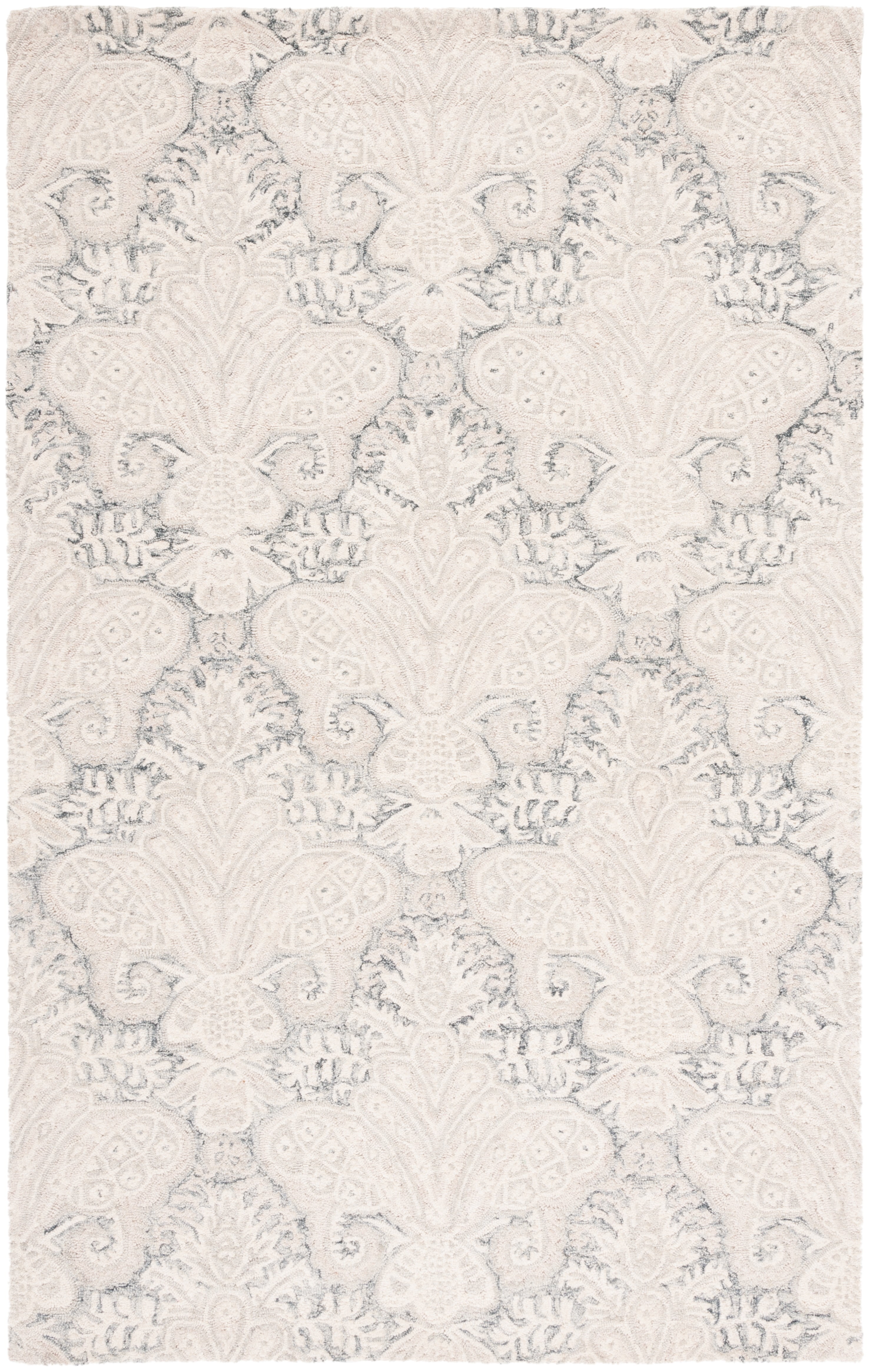 SAFAVIEH Micro-Loop Deziree Floral Area Rug, Charcoal/Ivory, 6' x 9'