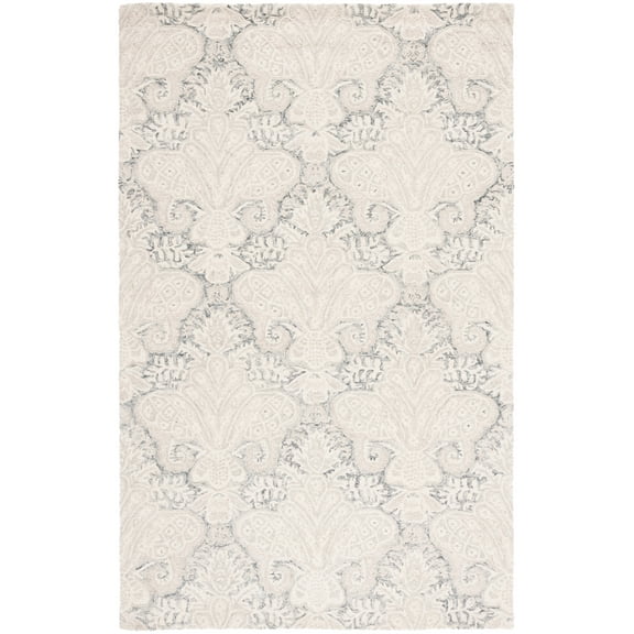 SAFAVIEH Micro-Loop Deziree Floral Area Rug, Charcoal/Ivory, 6' x 9'