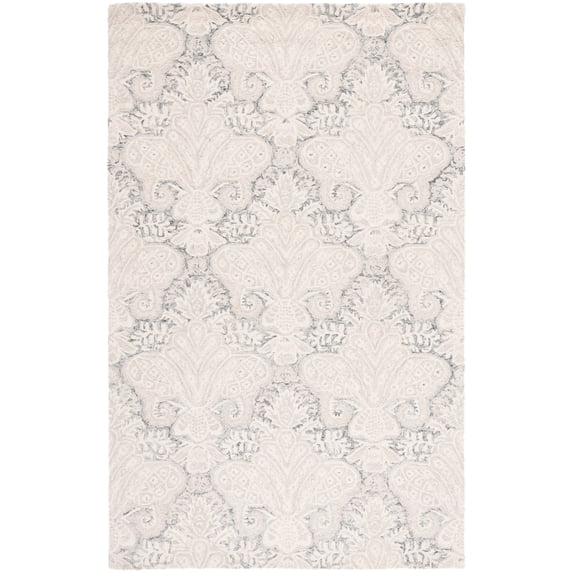 SAFAVIEH Micro-Loop Deziree Floral Area Rug, Charcoal/Ivory, 6' x 9'