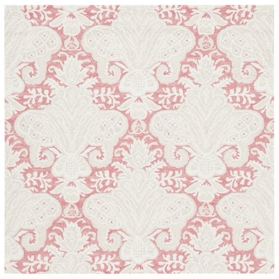 SAFAVIEH Micro-Loop Deziree Floral Area Rug, Pink/Beige, 5' x 5' Square