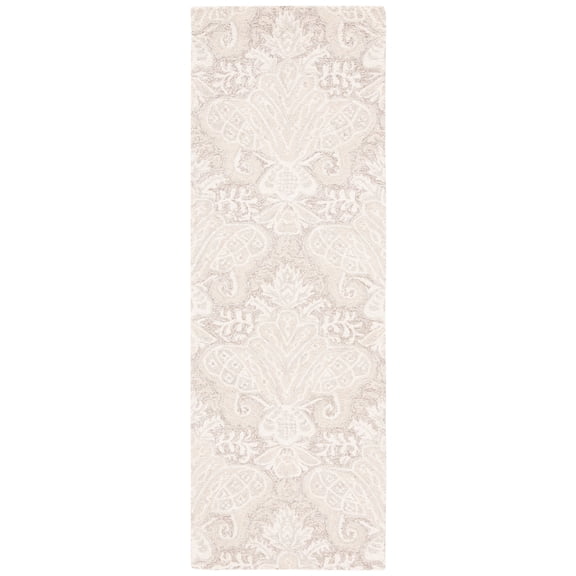 SAFAVIEH Micro-Loop Deziree Floral Runner Rug, Beige, 2'3" x 9'