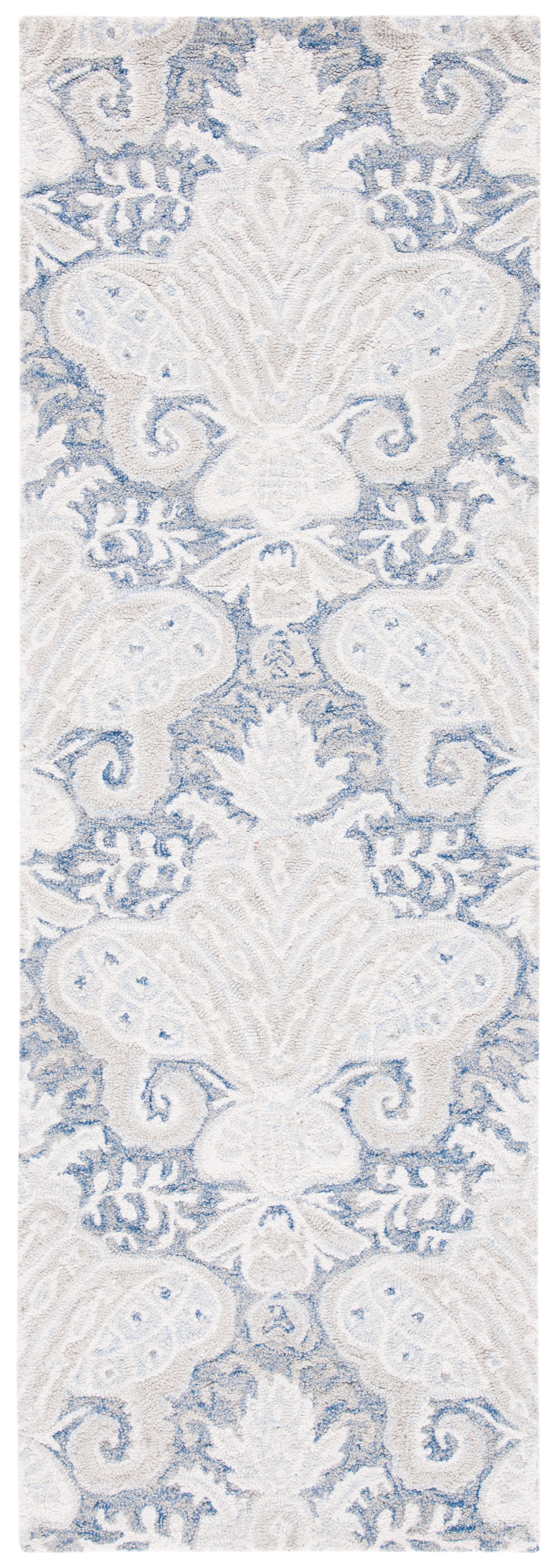 SAFAVIEH Micro-Loop Deziree Floral Runner Rug, Blue/Ivory, 2'3" x 5'