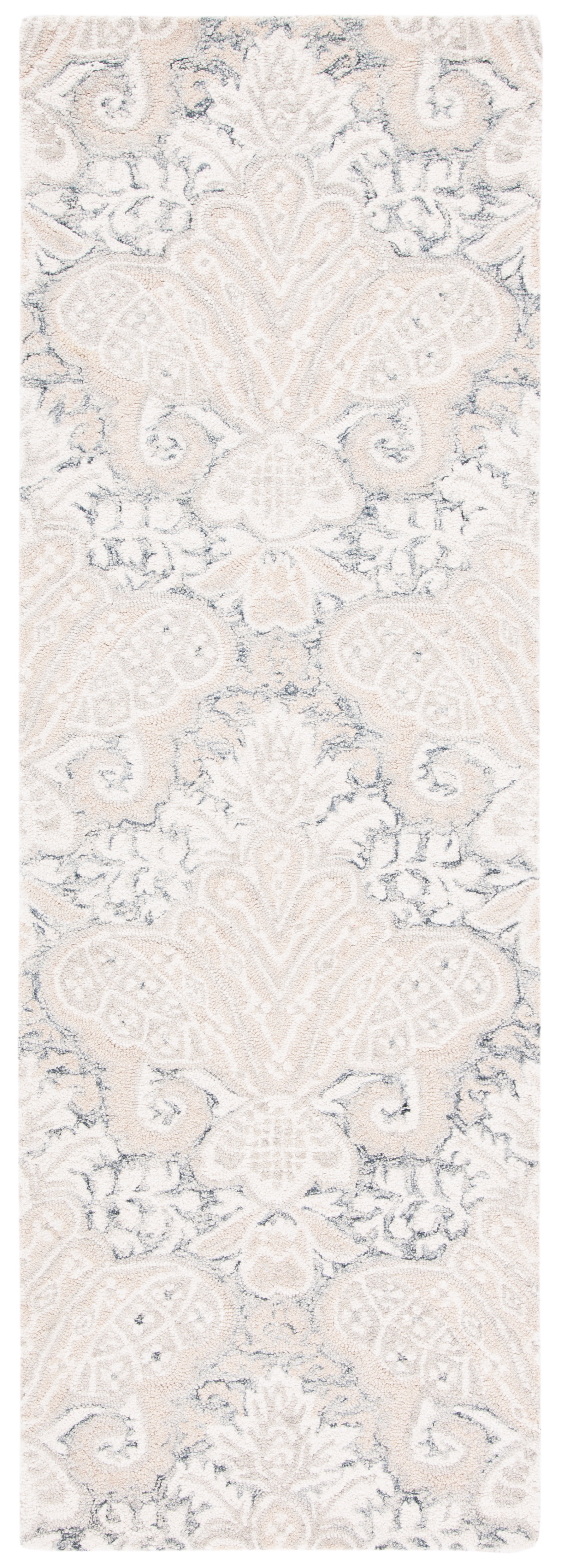 SAFAVIEH Micro-Loop Deziree Floral Runner Rug, Charcoal/Ivory, 2'3" x 13'