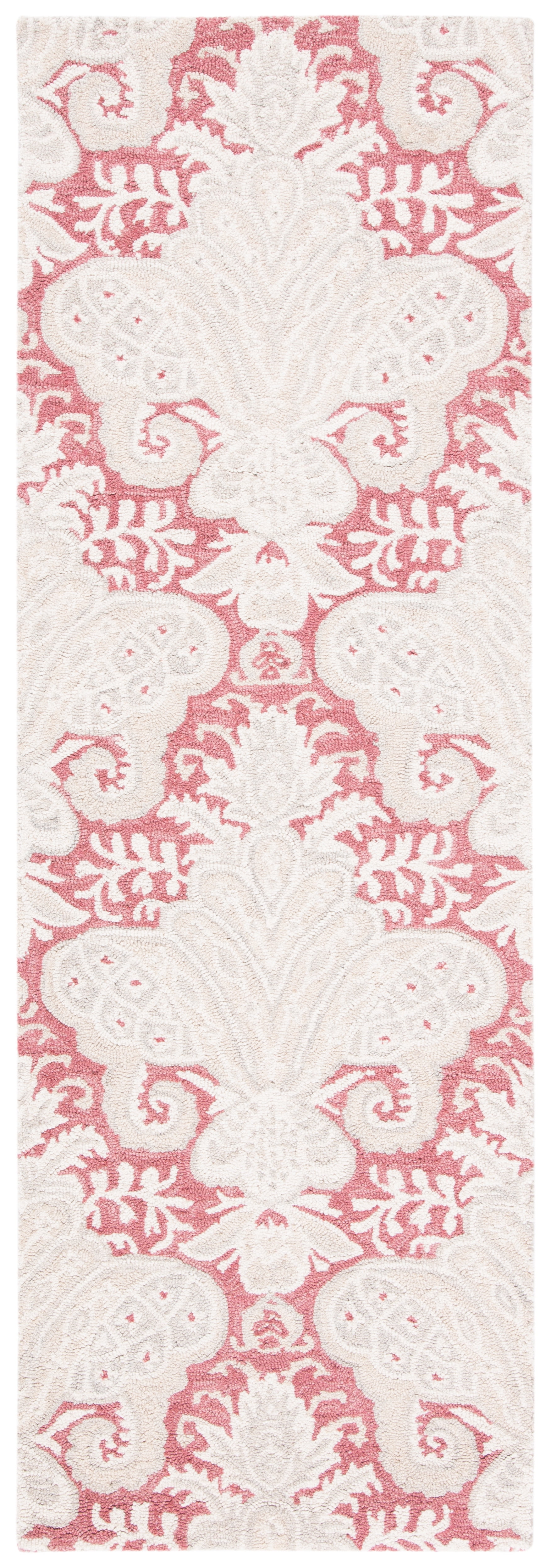 SAFAVIEH Micro-Loop Deziree Floral Runner Rug, Pink/Beige, 2'3" x 7'