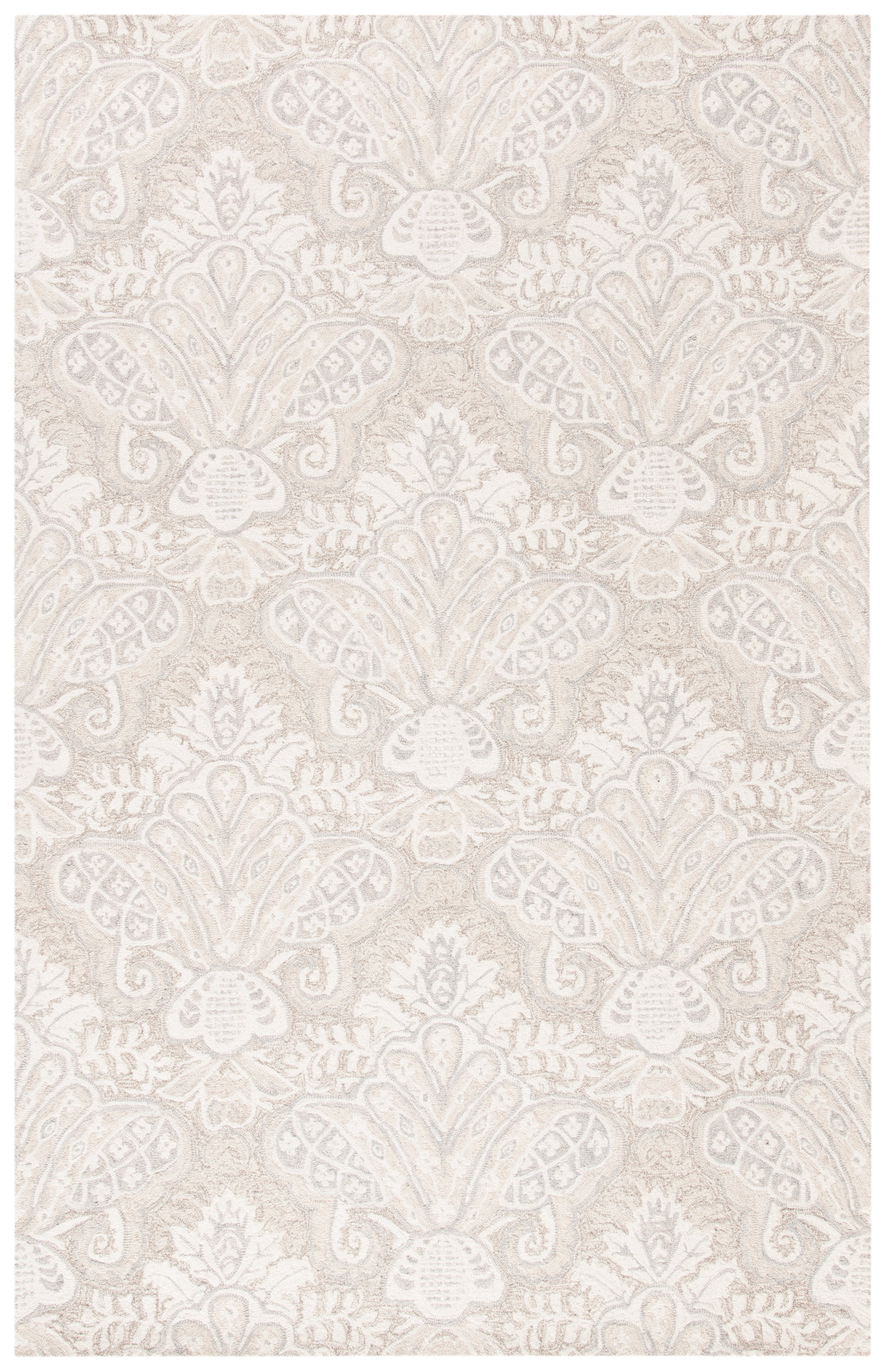 Elegant Ivory Wool Hand-Tufted 4' x 6' Area Rug