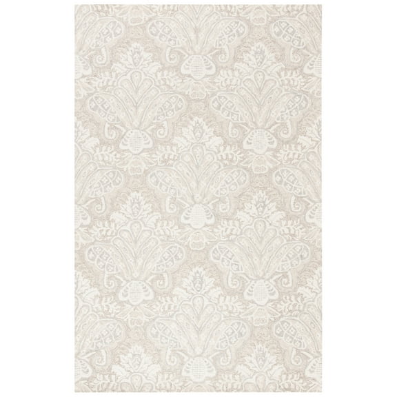 SAFAVIEH Micro-Loop Deziree Floral Trellis Wool Area Rug, Beige, 5' x 8'
