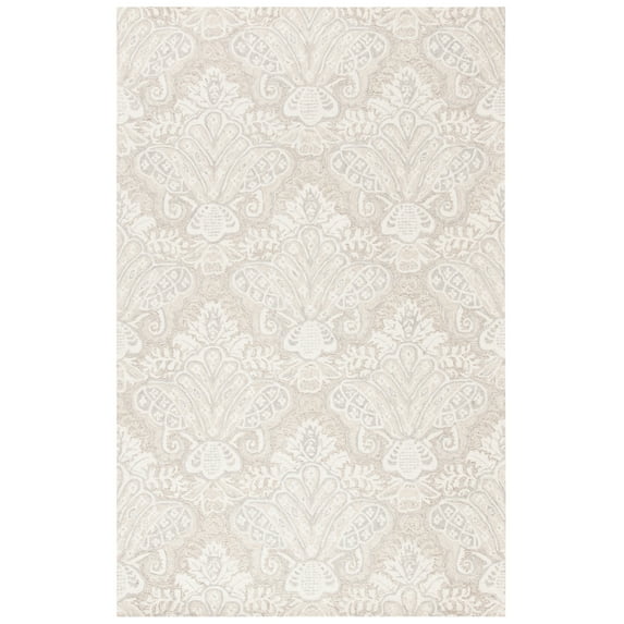 SAFAVIEH Micro-Loop Deziree Floral Trellis Wool Area Rug, Beige, 5' x 8'