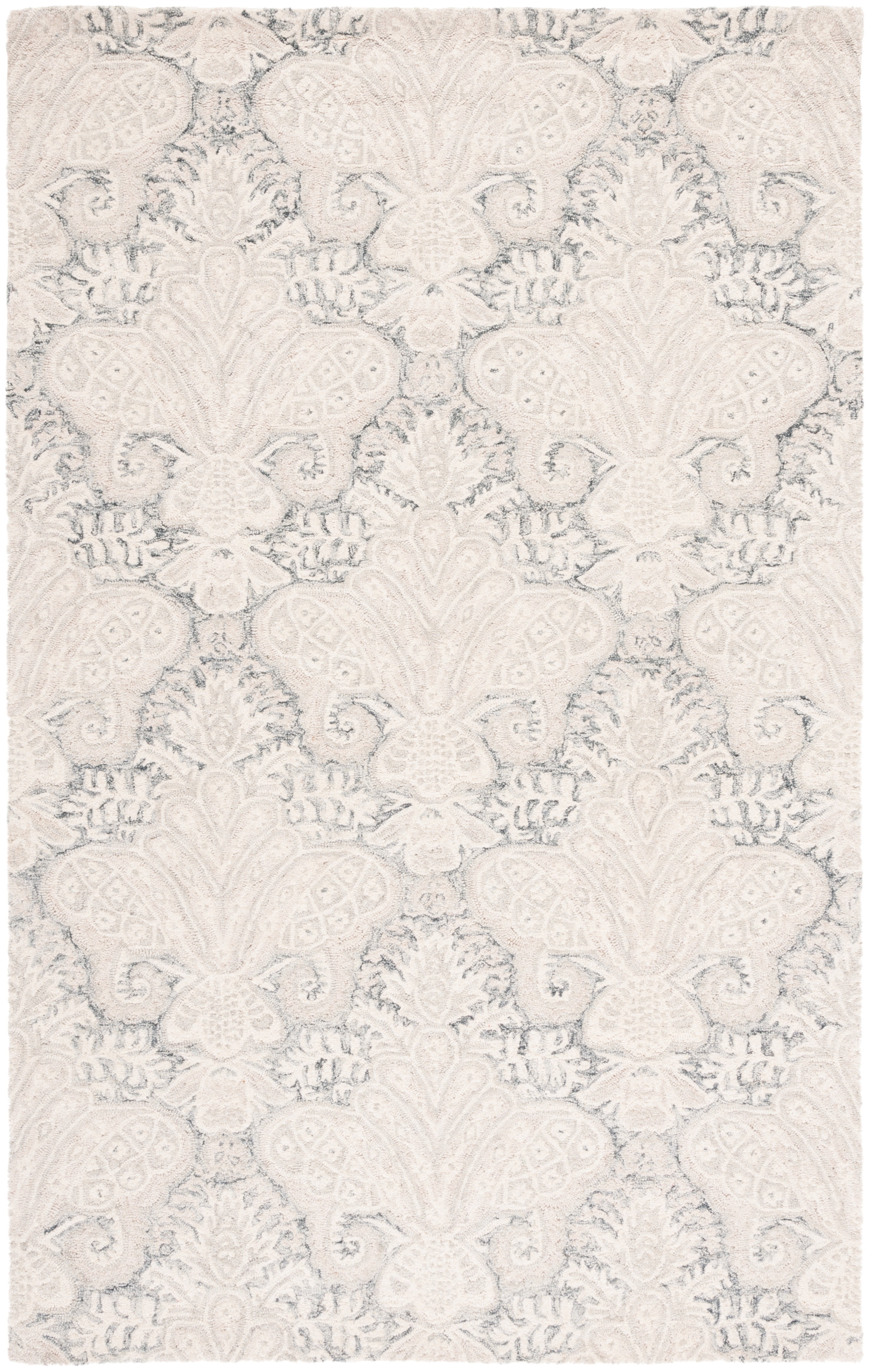 SAFAVIEH Micro-Loop Deziree Floral Area Rug, Charcoal/Ivory, 5' x 8'